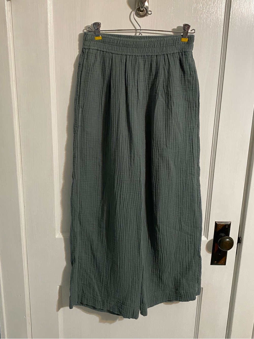 Dusty teal gauze wide leg pants